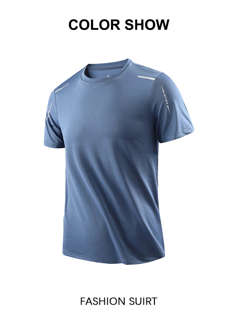 CHRLCK Men's Running Quick Drying T-shirts Breathable Hiking Fishing Tees Soft Elasticity Outdoor Sports Short Shirt Summer - Tasawoq