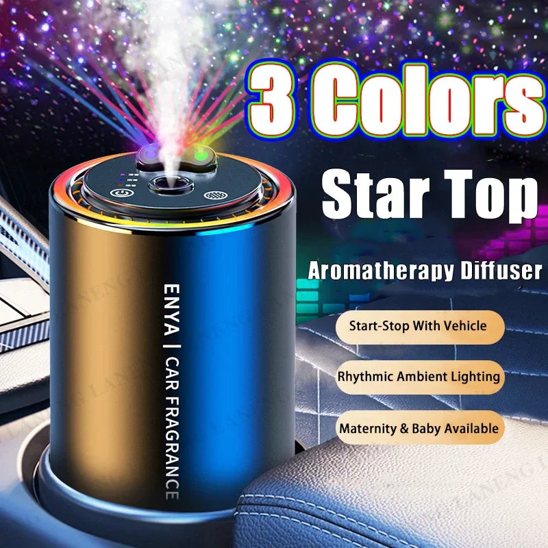 3-Color Starry Sky Top Car Aromatherapy Intelligent Spray Automatic Air Fragrance Sprayer Car Perfume Diffuser Suitable for Baby