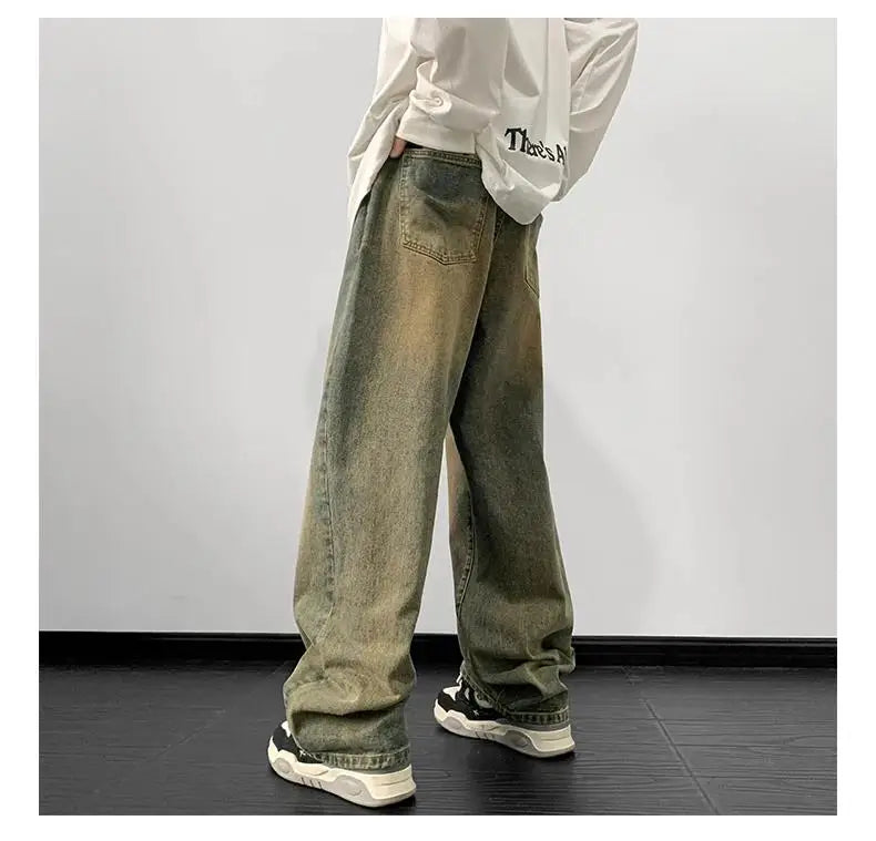 Jeans men Wide Leg Jeans Male Loose Straight Denim Pants 2025 Autumn Harajuku Vintage Blue Jean Trouser Streetwear Clothes