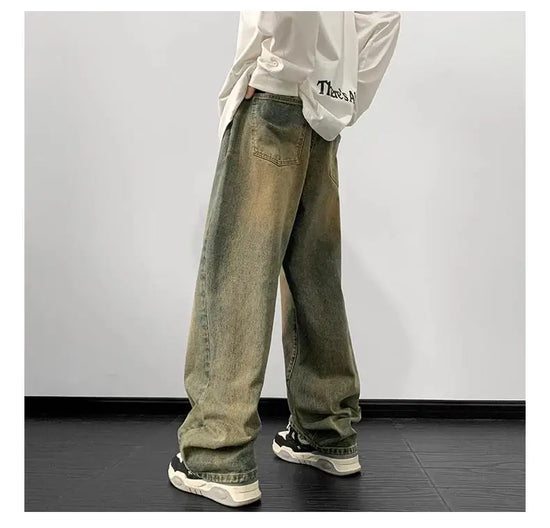 Jeans men Wide Leg Jeans Male Loose Straight Denim Pants 2025 Autumn Harajuku Vintage Blue Jean Trouser Streetwear Clothes