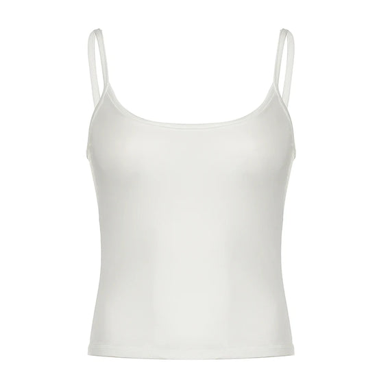 CIBBAR Basic Solid Camis Summer Casual Sleeveless Spaghetti Strap Top Women Harajuku All-match Cropped Tops y2k Vintage Clothing - Tasawoq
