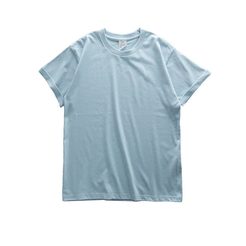 Dukeen 280gsm Oversized Heavy T-Shirt for Men Summer Short Sleeve Tee Cotton Solid Color Top Casual T Shirts One Piece - Tasawoq