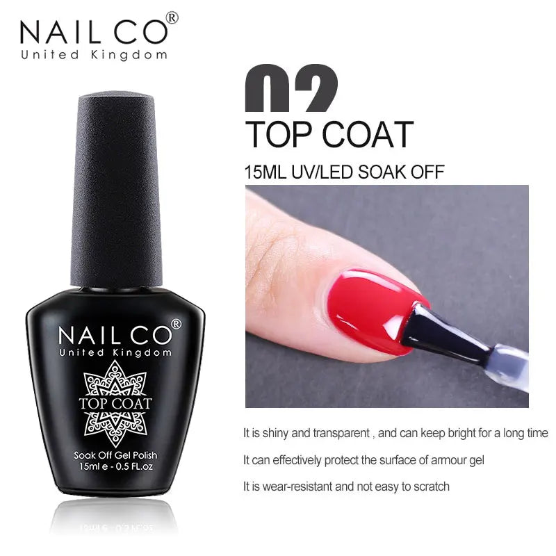 NAILCO 15ml Top Coat And Base Coat Art Design Gel Nail Polish UV Top Base Coat UV LED Soak Off Gel For Nail Decoration Varnish - Tasawoq