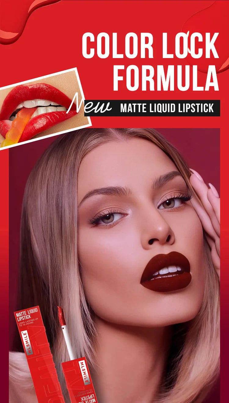 Matte Ink Liquid Lipstick Long Lasting Velvet Nude Lip Gloss Non-stick Cup Waterproof Lips Tint Waterproof Make Up - Tasawoq