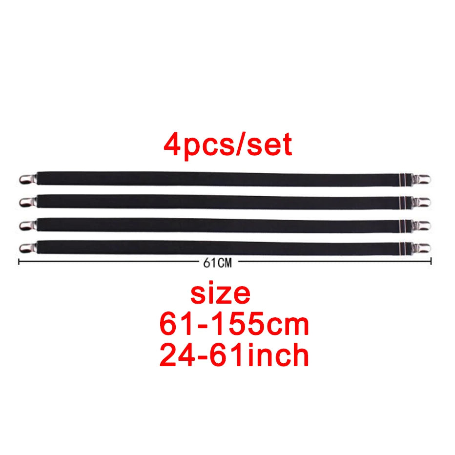 4pcs/set Elastic Bed Sheet Strip Fastener Bed Sheet Grippers Belt Adjustable Mattress Cover Blankets Holder Bed Sheet Set - Tasawoq
