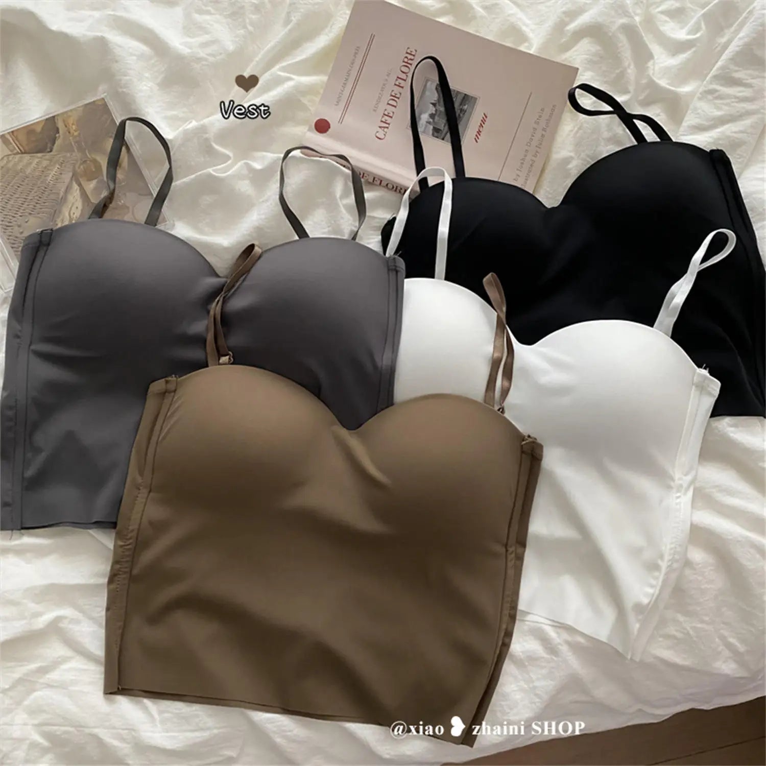 1pc Popular Cool Solid Knitted Yoga Gym Tank Top Bra Seamless Skin-Friendly U-Back Vest with Fixed Chest Pad Suspender for Women - Tasawoq
