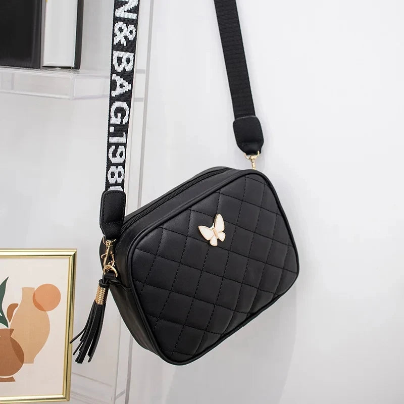 Fashion Hit Color Shoulder Bags for Women Female PU Leather Crossbody Messenger Bags Small Handbag Wide Strap Purse - Tasawoq