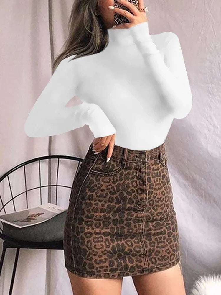 European and American casual women's standing neck solid color bottom top autumn sexy slim fitting long sleeved jumpsuit - Tasawoq