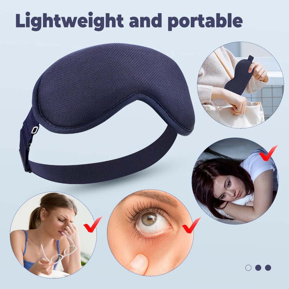 Hot Compress and Massage Eye Mask Electric Heated Eye Massager for Relieve Eye Strain Dark Circles Sleeping Mask Eyeshades - Tasawoq