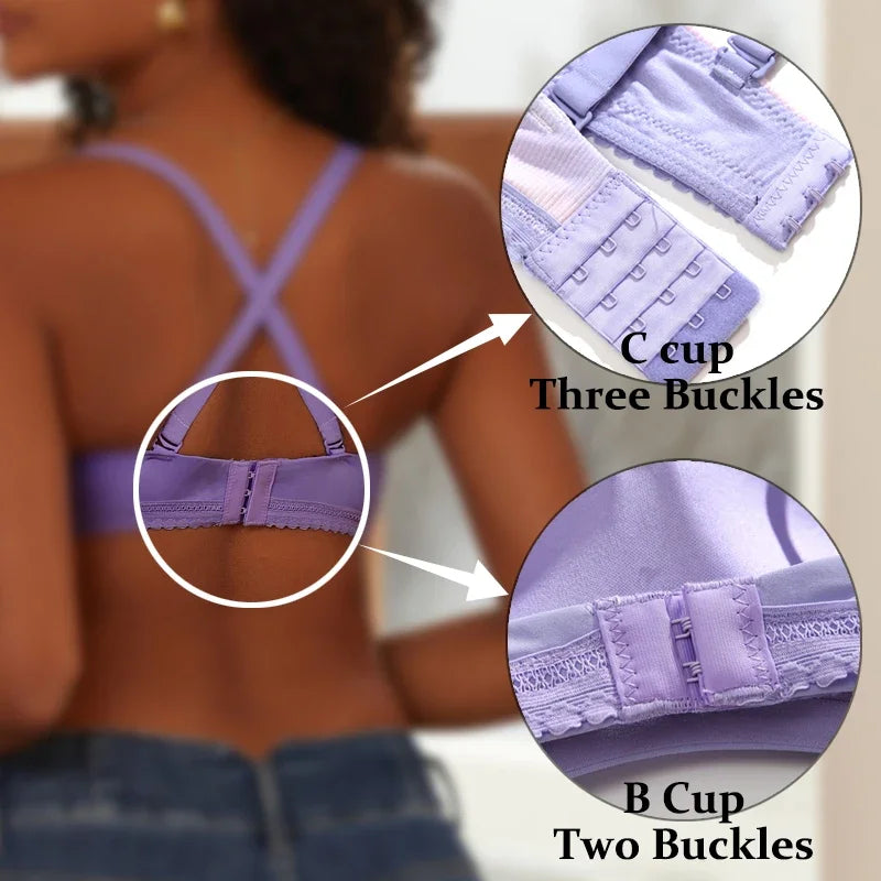 Women Sexy Seamless Bras Adjustable Push Up Brassiere No Steel Female Comfortable Underwear Ladies Solid Color Lingerie Bralette - Tasawoq
