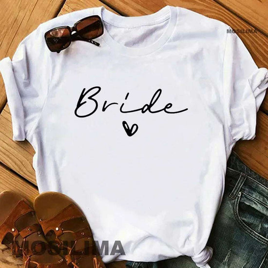 Women Cotton T Shirt Team Bride Bachelorette Party Shower Hen Party Bridesmaid Print T-Shirt 2024 Girls Wedding Female Tops - Tasawoq