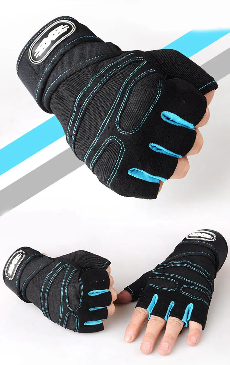 Workout Gloves for Men Women Half Finger Glove with Wrist Wrap for Sport Weight Lifting Training Bicycle Motorcyclist Gym Glove - Tasawoq