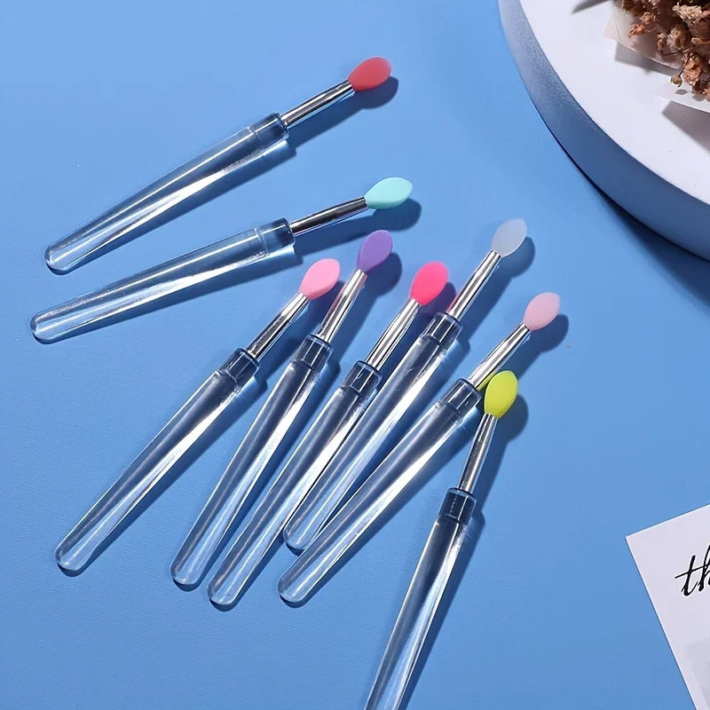 8PCS Silicone Lip Brush with Lid Easy and Efficient Lipstick Cream and Lip Gloss Applicator Makeup Beauty Brushes for Eyeshadow - Tasawoq