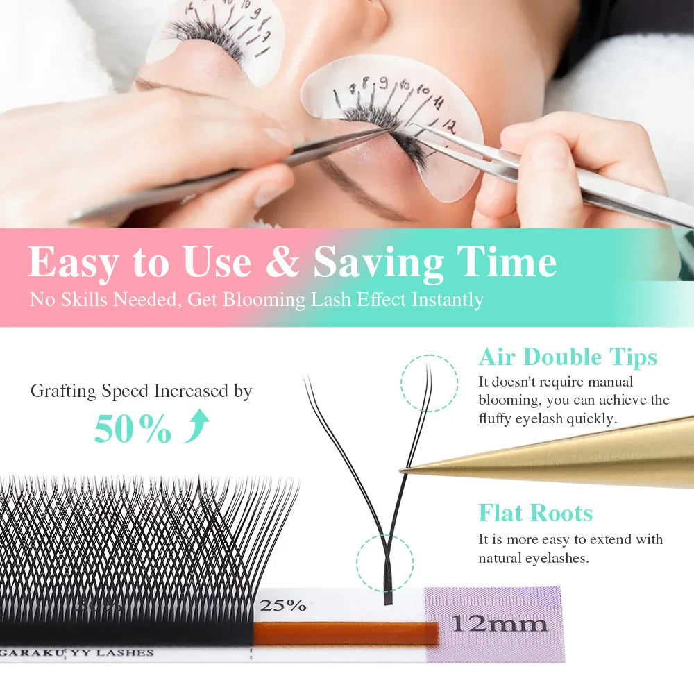 NAGARAKU YY Shape Double/Three Split Tips Triple Top Interlaced Root Eyelash Extensions Eyelashes - Tasawoq