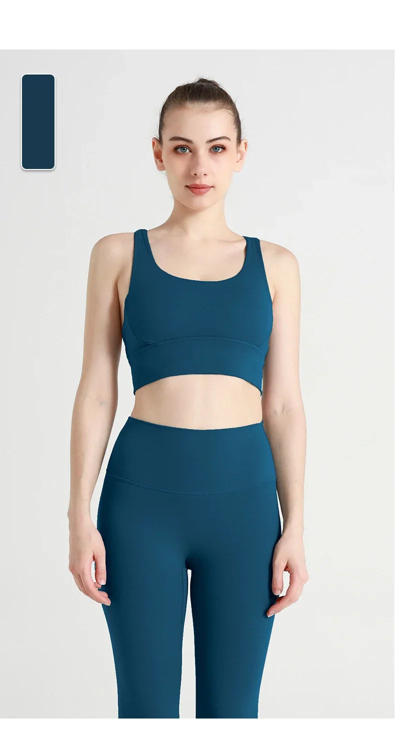 New Summer Sexy Sports Bras Women Fitness Vest Sports Top Cross Back Yoga Bra Running Fitness Breathable Shockproof Yoga Bra - Tasawoq