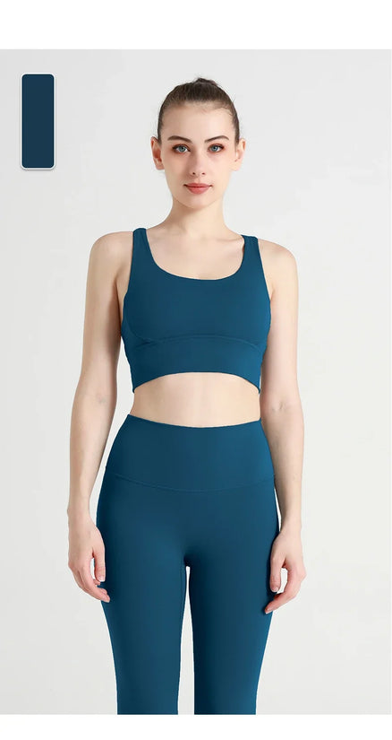New Summer Sexy Sports Bras Women Fitness Vest Sports Top Cross Back Yoga Bra Running Fitness Breathable Shockproof Yoga Bra - Tasawoq