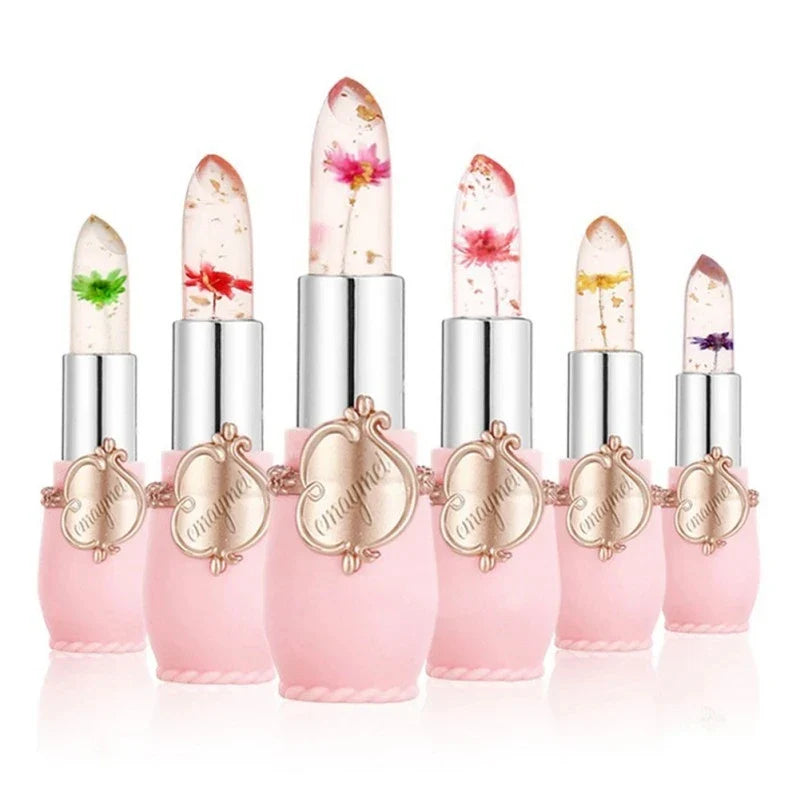 make up 6pcs Lipstick Set Flower Jelly Crystal Clear Long Lasting Lips Color Change Pink lip gloss Cosmetics - Tasawoq