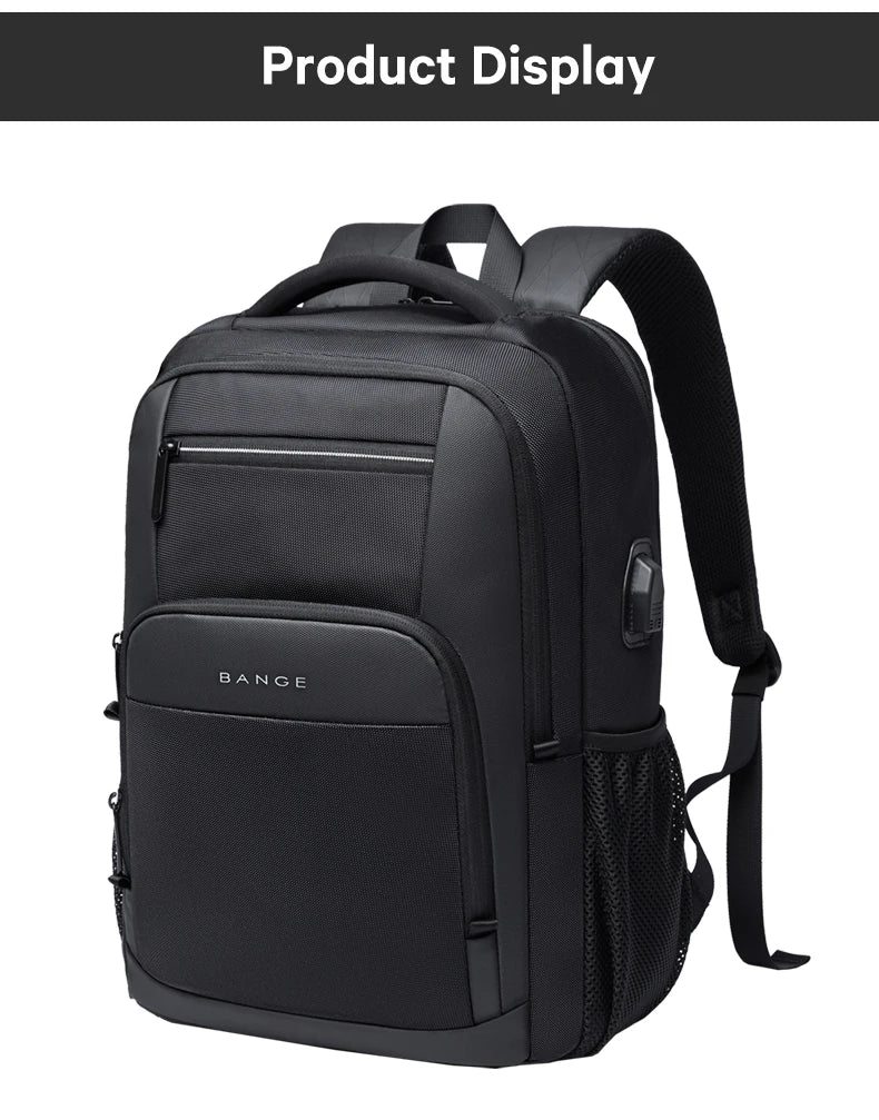 BANGE Travel Waterproof Backpack with USB Charging Port Fit 15.6 Inch Laptop Backpacks for Men and Women, Teenager School Bags - Tasawoq