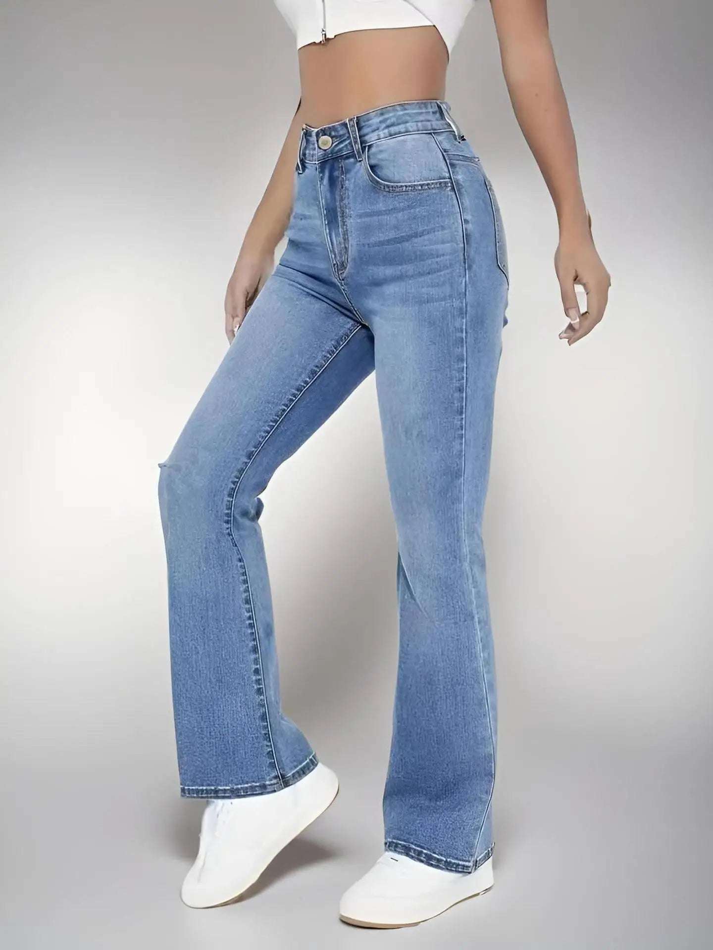 New women's hot jeans slimming European and American style casual versatile high waist washed Denim trousers for women - Tasawoq
