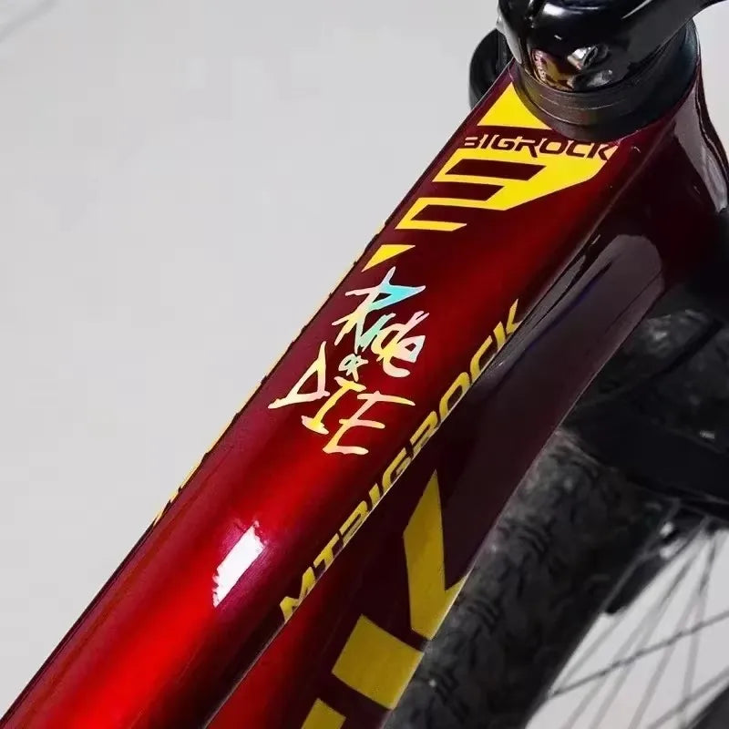 1PC Ride or Die Bike Frame Stickers Bicycle Top Tube Waterproof Vinyl Decals for MTB Bicycle Decorative Motorcycle Accessories - Tasawoq