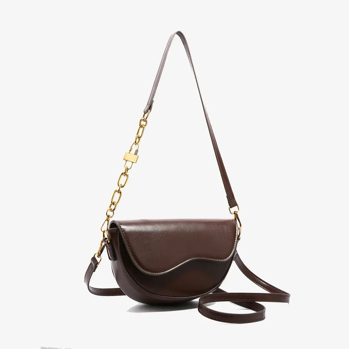 Small Leather Saddle Armpit Bags for Women Summer Chain Shoulder Crossbody Bag Ladies Vintage Underarm Handbags Woman bolsa - Tasawoq