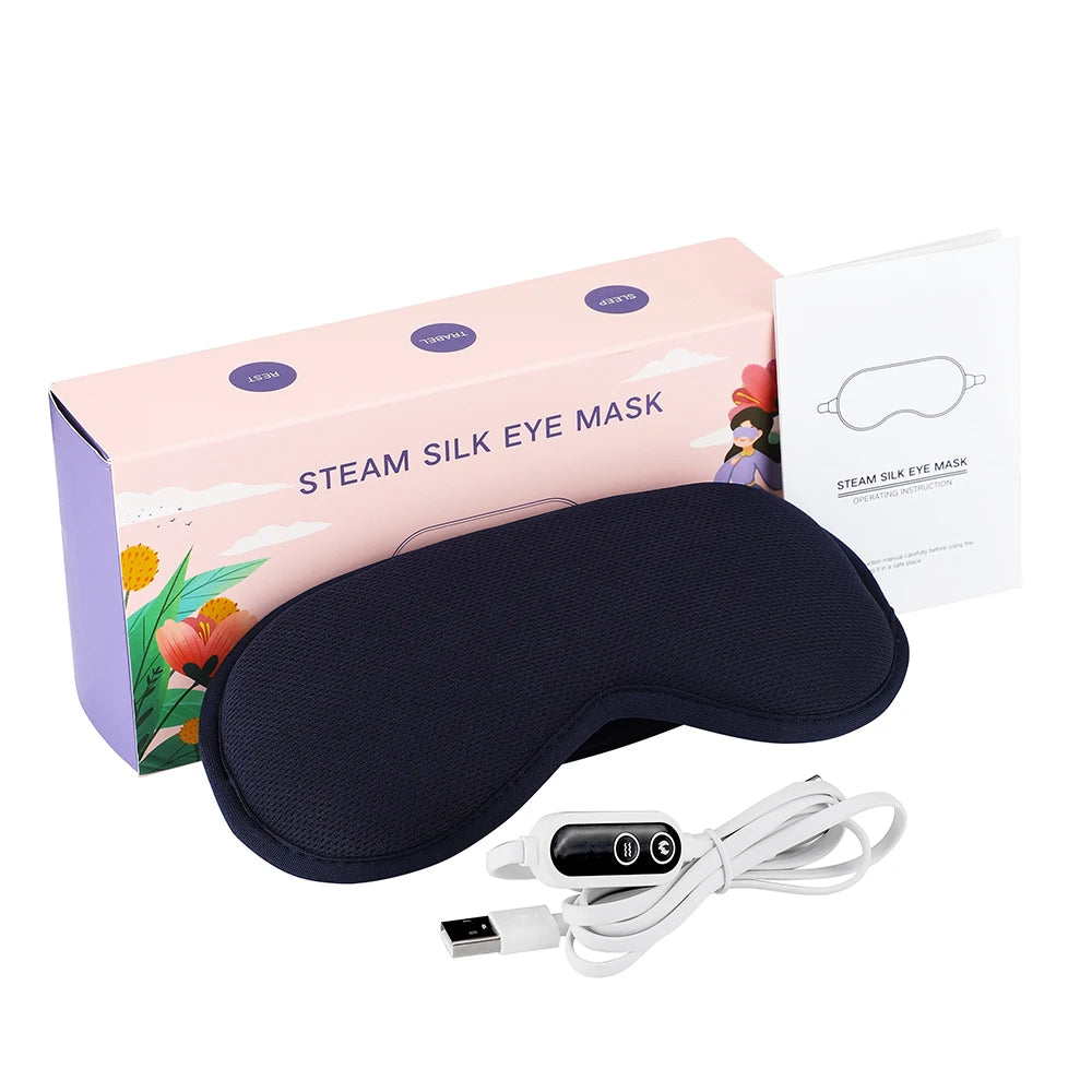 Hot Compress and Massage Eye Mask Electric Heated Eye Massager for Relieve Eye Strain Dark Circles Sleeping Mask Eyeshades - Tasawoq