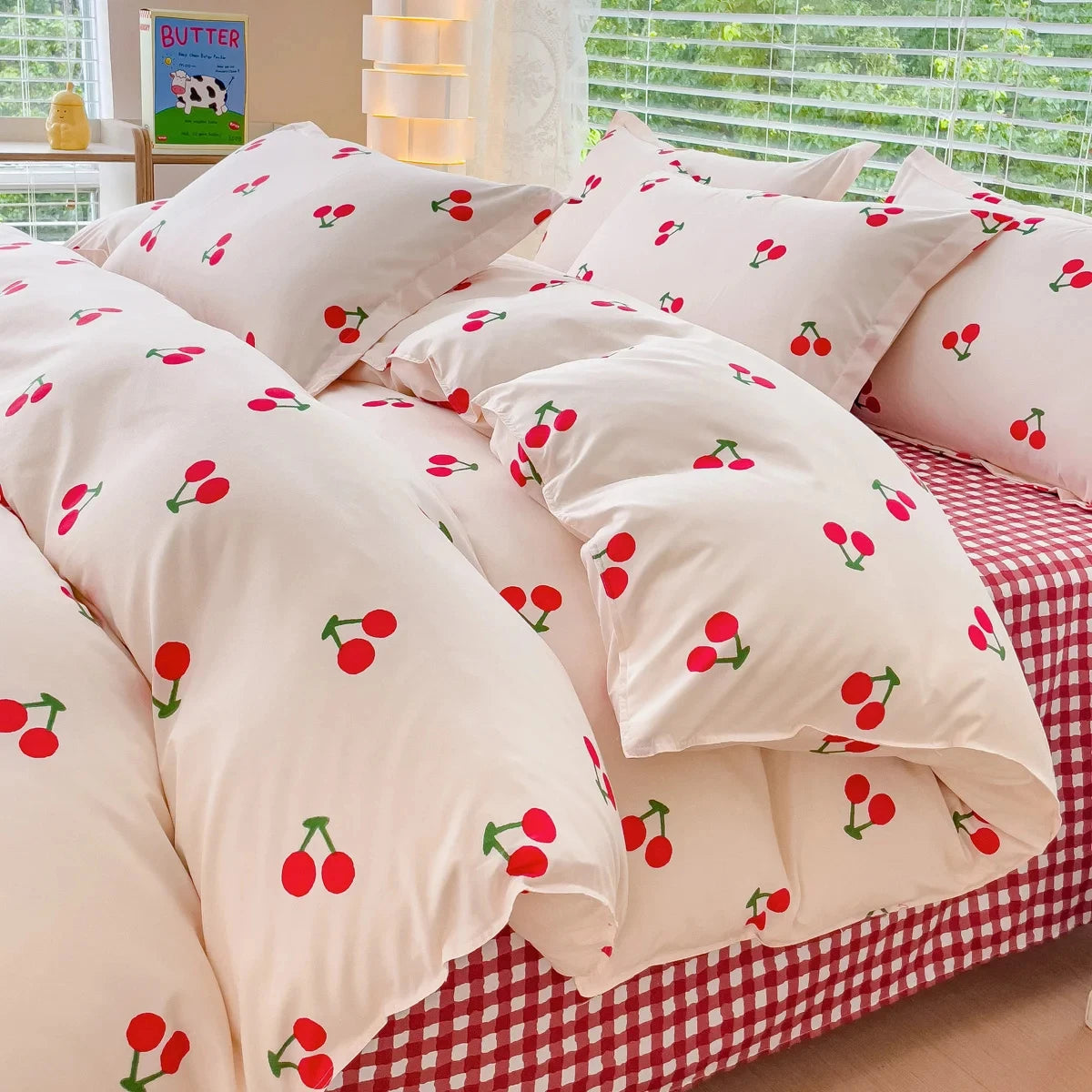 Pink Floral Bedding Set Soft Ins Single Double Queen Size Duvet Cover Flat Sheet Pillowcase Girls Home Totel Bed Linens - Tasawoq