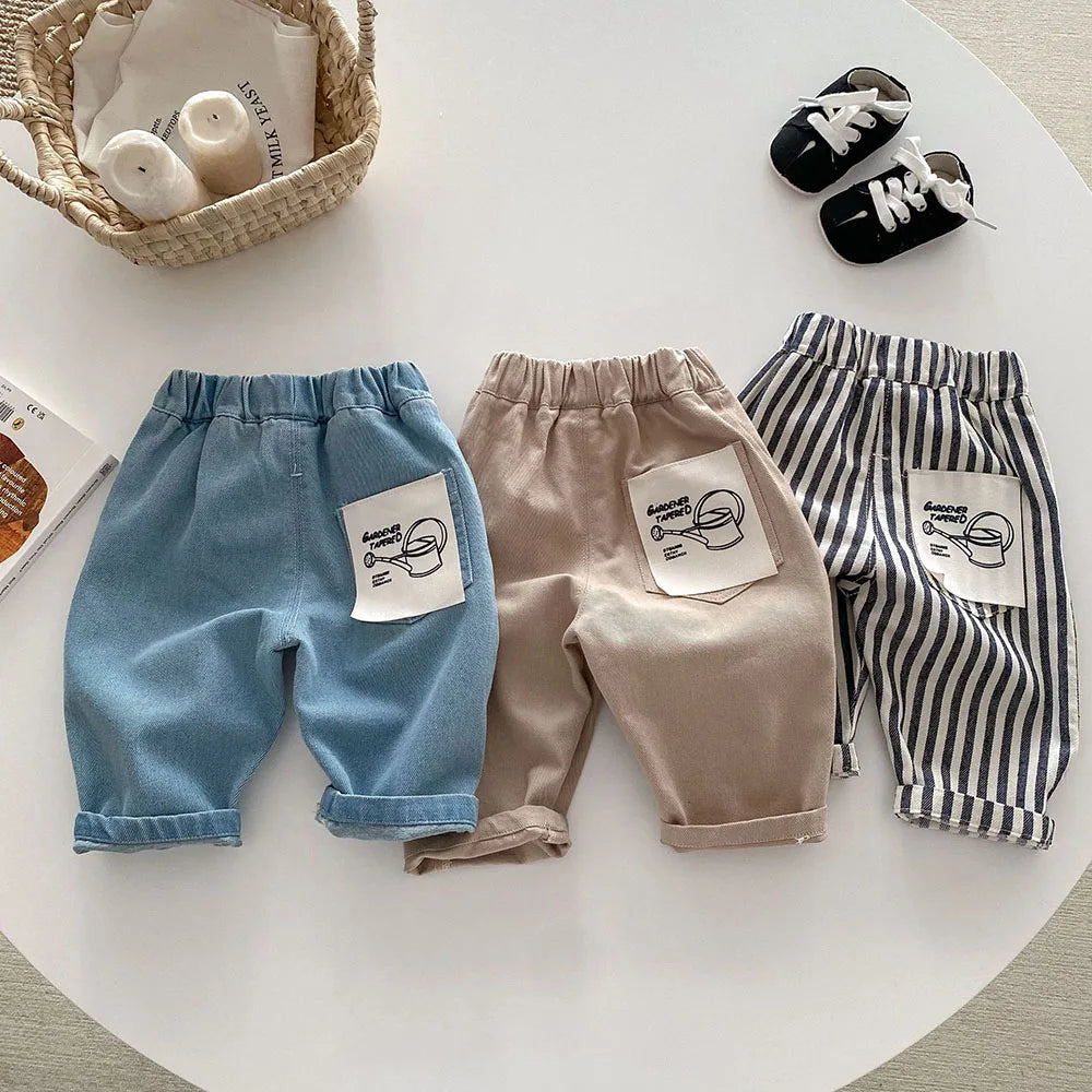 MILANCEL 1-5Y Children Jeans Boys Denim Pants Mid Waist Girls Trousers Fashion Kids Plaid Pants - Tasawoq