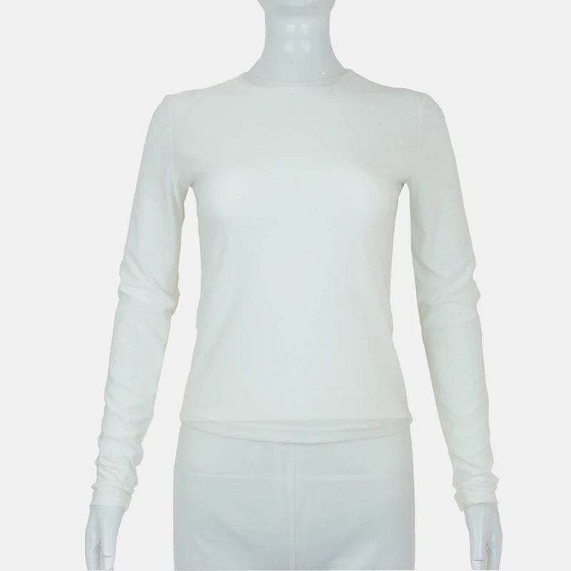 Woman Clothing Long Sleeve T-shirt Slim Fit Tops Female O-Neck Knitted Close-fitting Tee Shirt Street Wear 2024 New 2408 - Tasawoq