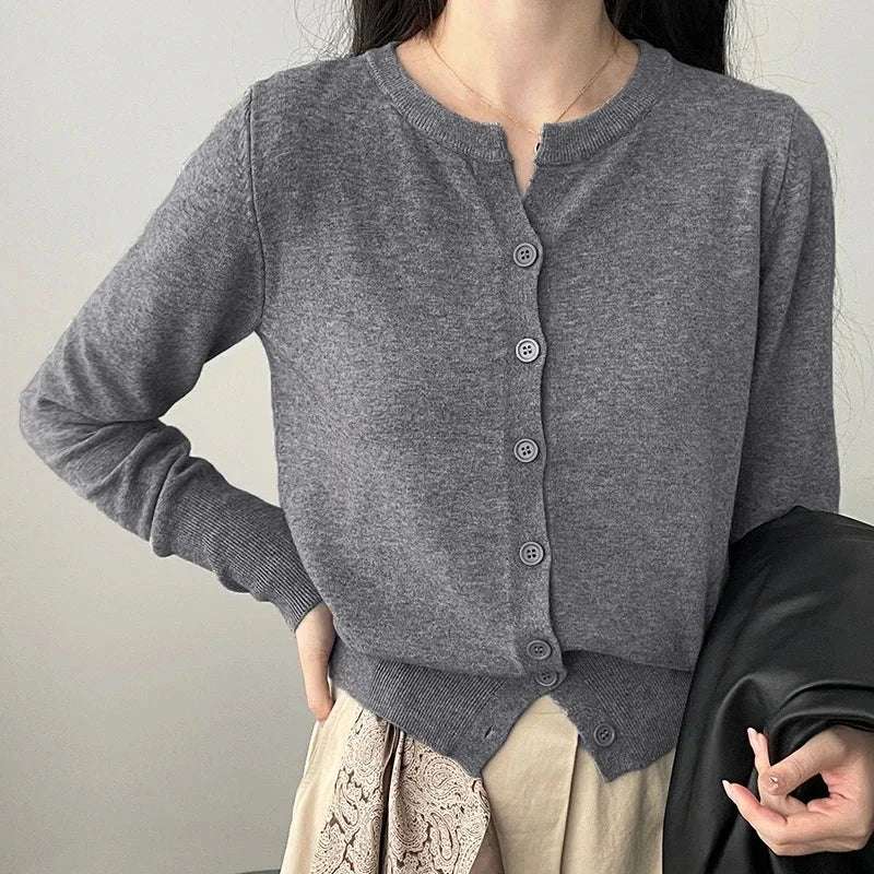 Fashion Women's Thin Fleece Knit Loose Short Cashmere Sweater Round Neck Warm Korean Casual Female Sweater Top Cloting - Tasawoq