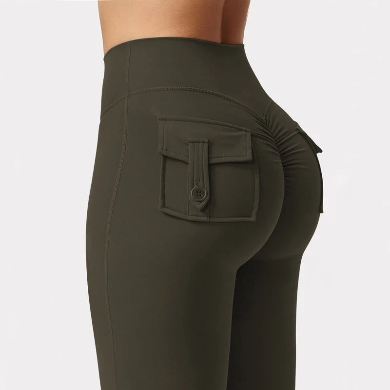 2024 Newest Women Wide Leg High Stretch Yoga Leggings Naked Feeling Compression Fitness Workwear with pockets Yoga Pant ﻿ - Tasawoq