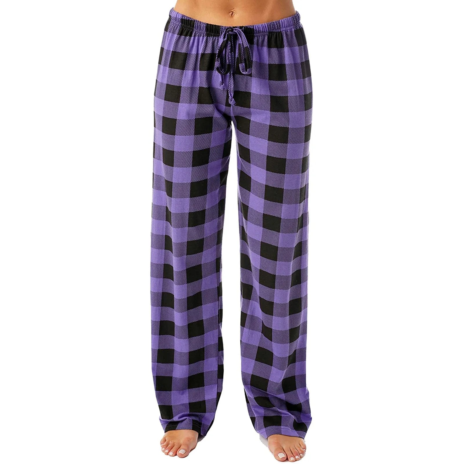 Women Christmas Pajama pants Autumn Winter Plaid Printed Pants Fashion Casual Wide Leg Pants Clothing Streetwear - Tasawoq