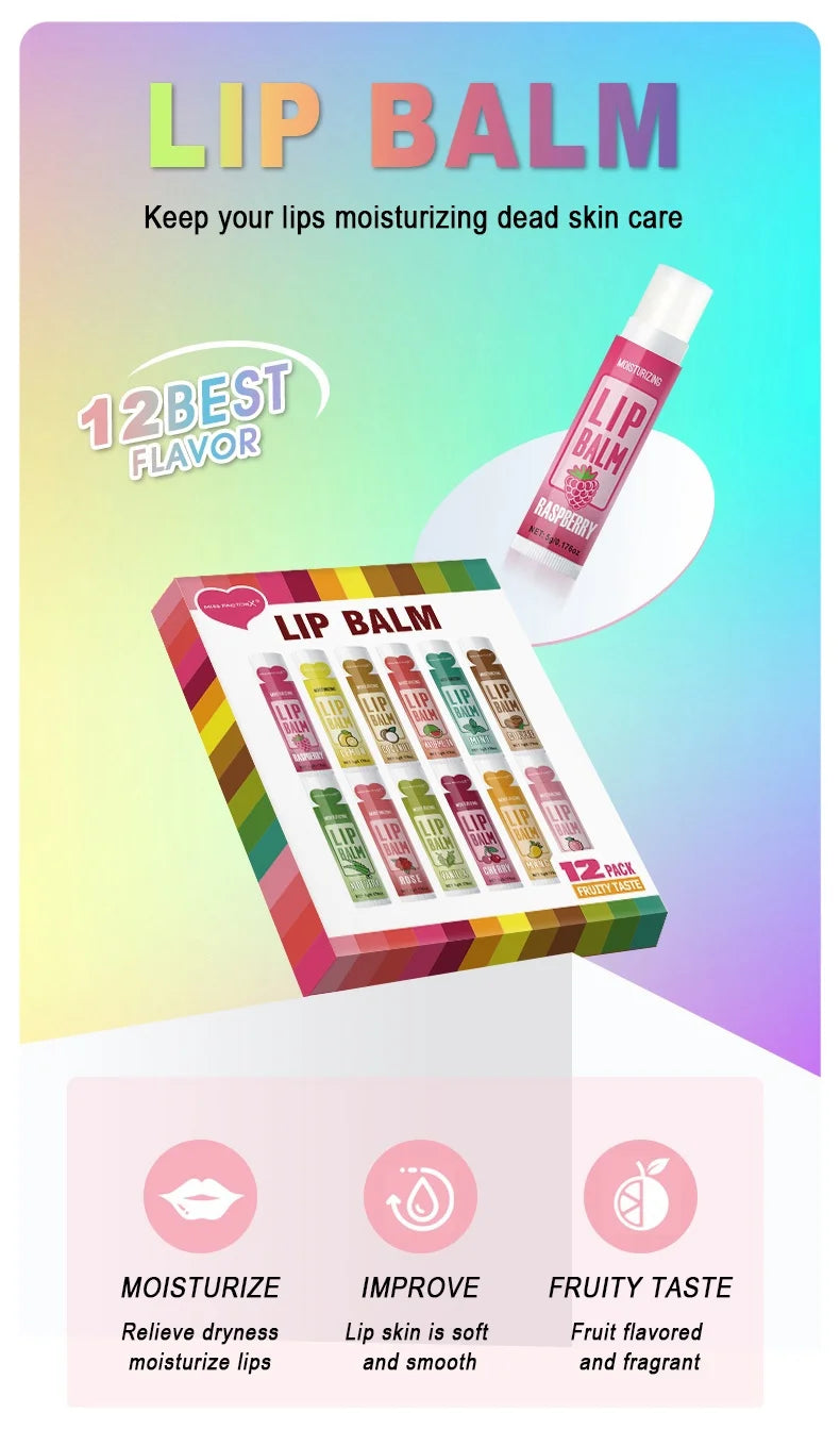 12 PCS/gift lip balm set 5g Deep Moisturizing and long-lasting moisturizing exfoliating to create hydrated lips - Tasawoq