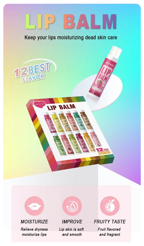 12 PCS/gift lip balm set 5g Deep Moisturizing and long-lasting moisturizing exfoliating to create hydrated lips - Tasawoq