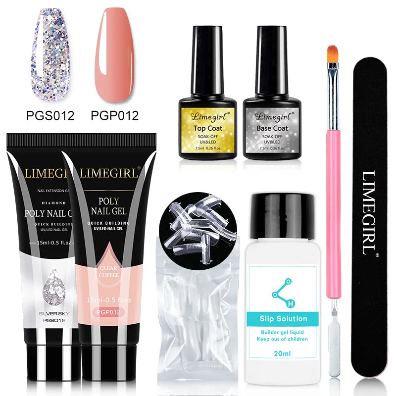 Nail Art Limegirl Kit Poly Nail Gel Extending Soaking Gel Kit Nail Art Acrylic Gel Varnish Kit For Novices Semi Permanent Gel So - Tasawoq