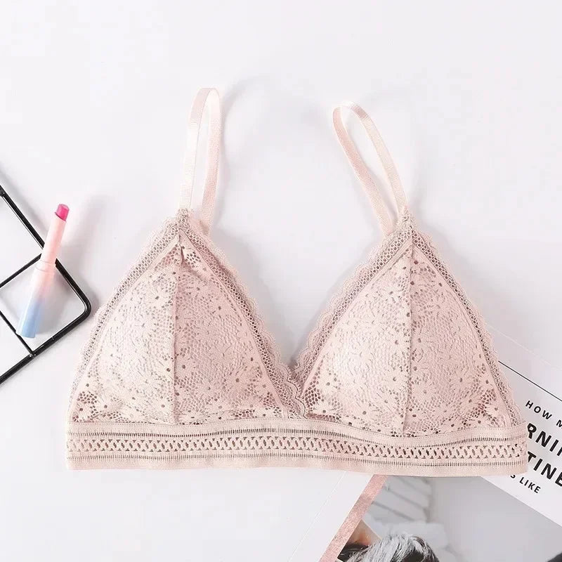 Sexy Floral Lace Bra Top For Women Push Up Female Lingerie breathable Bralette Removable Pad Thin Fashion New Wireless Bras - Tasawoq