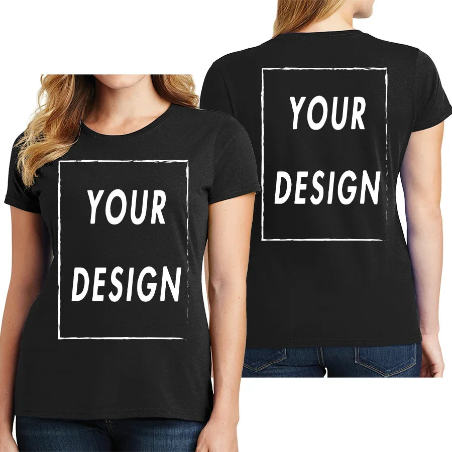UE Size Custom Team T-shirt for Women, Add Your Own Design in Front and Back, Print and Text, High-quality T-shirt for Men - Tasawoq