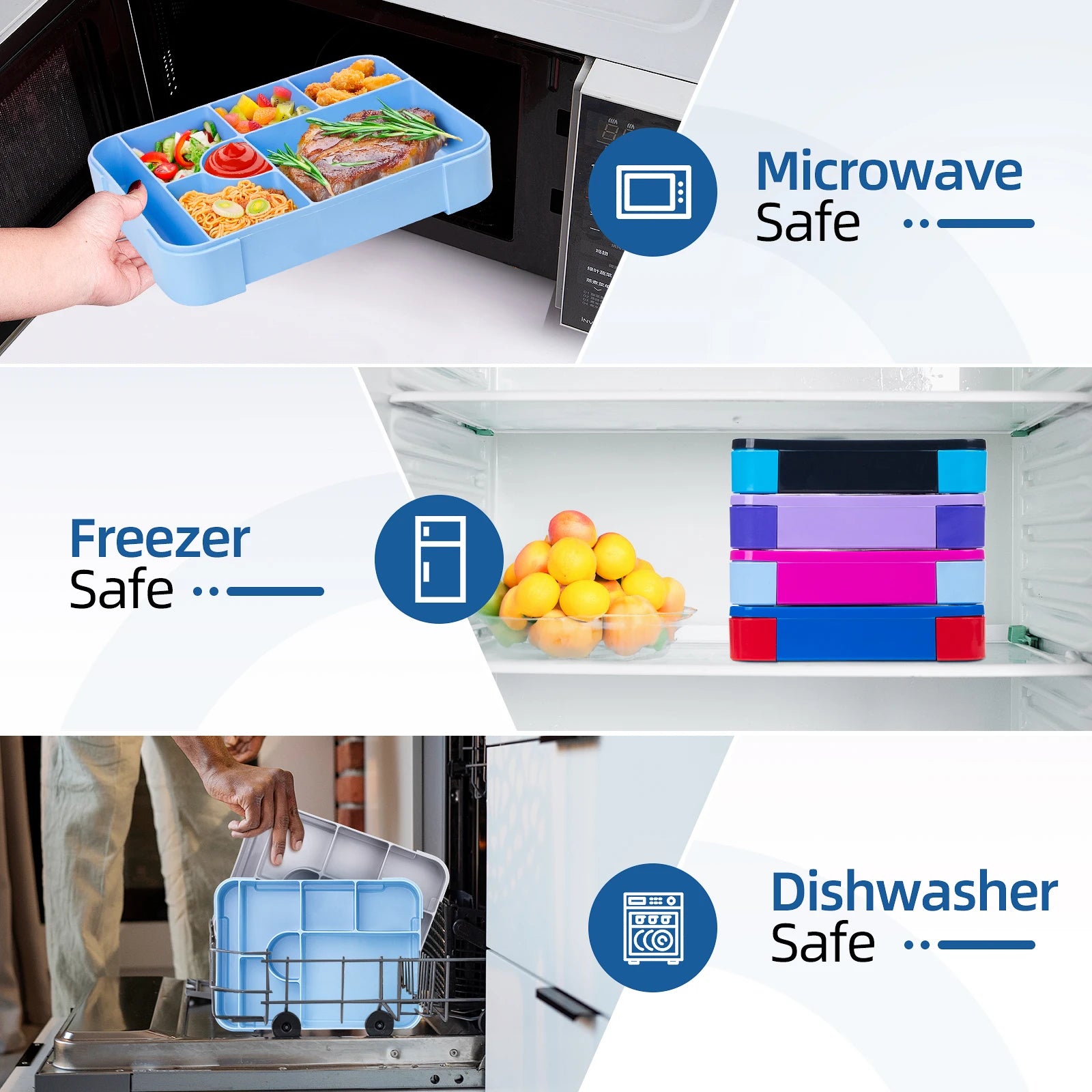 Adorable Pattern Kids Lunch Box Portable Divided Microwave Oven Bento Box Leakproof Food Container For back to school kitchen
