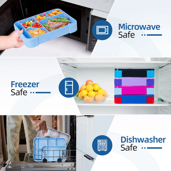 Adorable Pattern Kids Lunch Box Portable Divided Microwave Oven Bento Box Leakproof Food Container For back to school kitchen