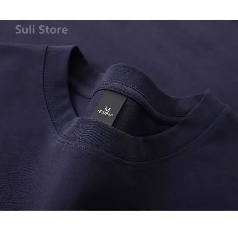 600g Heavy-duty Cotton Short Sleeved T-shirt for Men's Fashion Pure Cotton Thickened Short Sleeved Half Sleeved Tee - Tasawoq