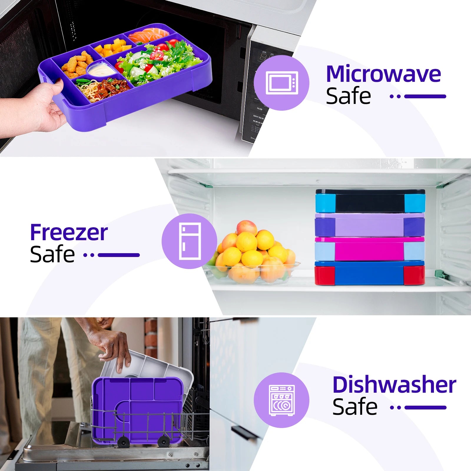 Adorable Pattern Kids Lunch Box Portable Divided Microwave Oven Bento Box Leakproof Food Container For back to school kitchen