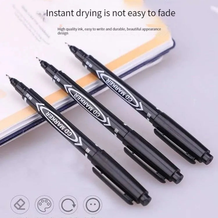 10Pcs/set Double Tip Art Black Blue ink Permanent Paint Marker Pen for Plastic Wood Stone Metal Glass Doodling Marking Graffiti