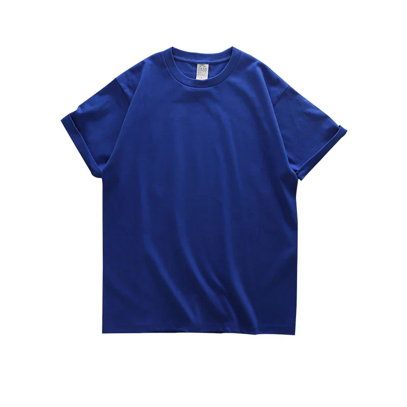 Dukeen 280gsm Oversized Heavy T-Shirt for Men Summer Short Sleeve Tee Cotton Solid Color Top Casual T Shirts One Piece - Tasawoq