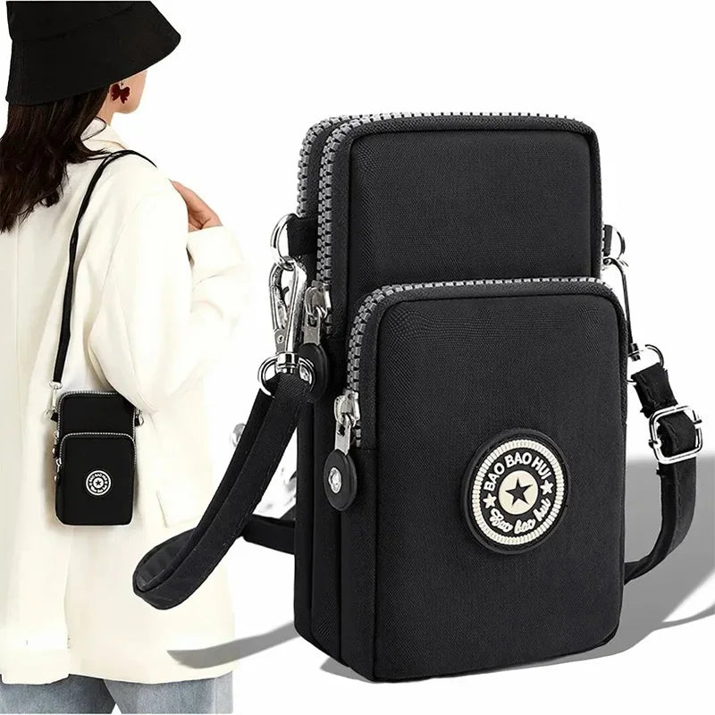 Portable Shoulder Bags Nylon Waterproof Women Mobile Phone Bags Mini Female Messenger Purse Lady Wallet Female CrossBody Bag - Tasawoq