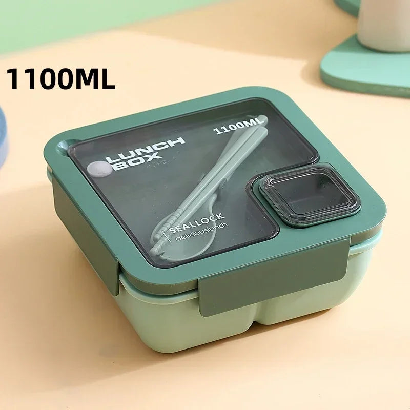 850ml/1100ml Portable Lunch Box Microwave Bento Boxes with Tableware for Kids School Office Leakproof Food Storage Container