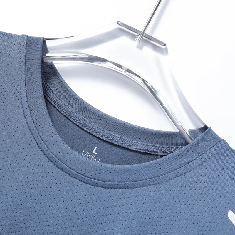 CHRLCK Men's Running Quick Drying T-shirts Breathable Hiking Fishing Tees Soft Elasticity Outdoor Sports Short Shirt Summer - Tasawoq