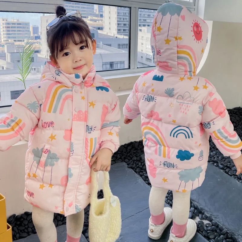 New Girls Boys Down Jacket Winter Coats Children Clothes Hooded Windbreaker Coat For Kids 2-7 Years Cotton Warm Outerwear - Tasawoq