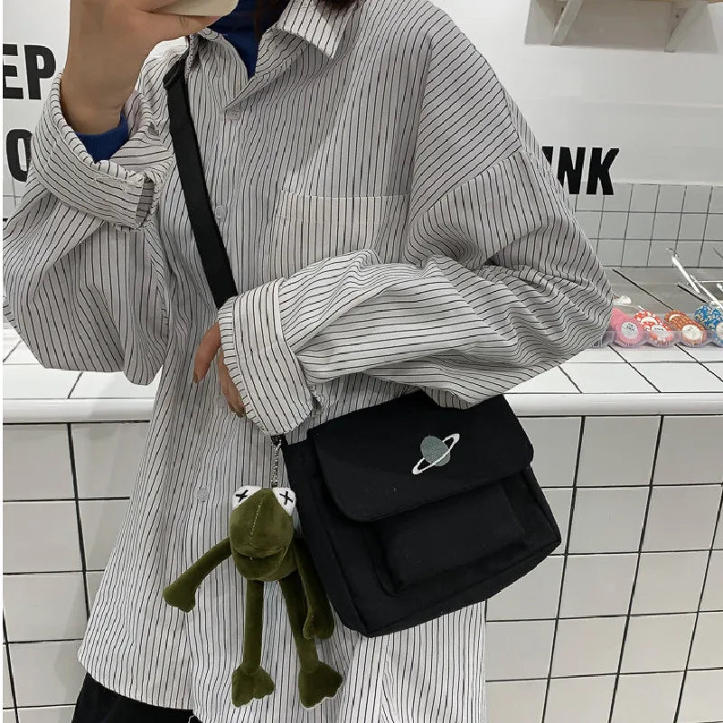Casual Collage Student Messenger Bag Women Small Bag Canvas Shoulder Bag For Women Print Crossbody Bags Bolsas Sac - Tasawoq