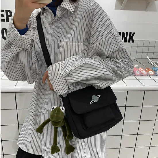 Casual Collage Student Messenger Bag Women Small Bag Canvas Shoulder Bag For Women Print Crossbody Bags Bolsas Sac - Tasawoq