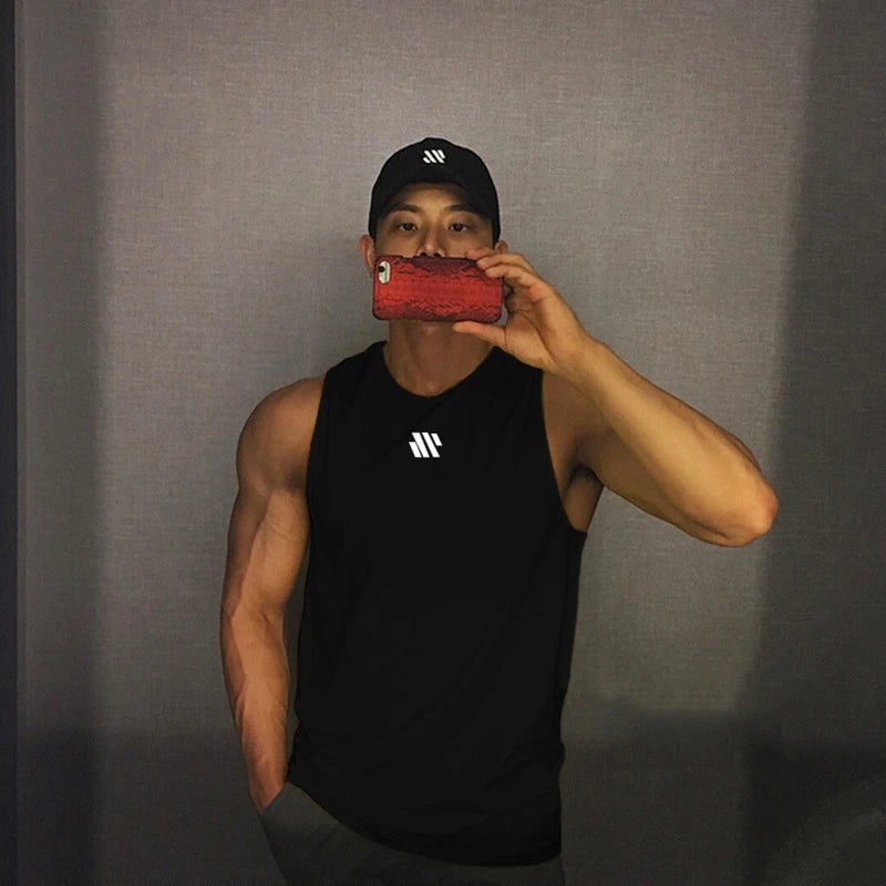 Men's tank top Summer thin running exercise fitness training vest for men Loose breathable mesh quick drying T-shirt for men - Tasawoq